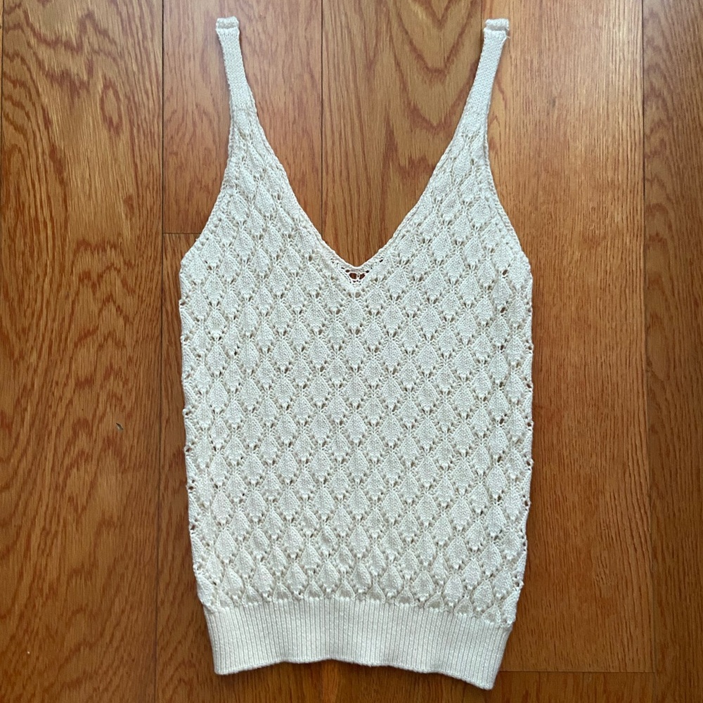 Brandy Melville Cream Vneck Knit Tank Top